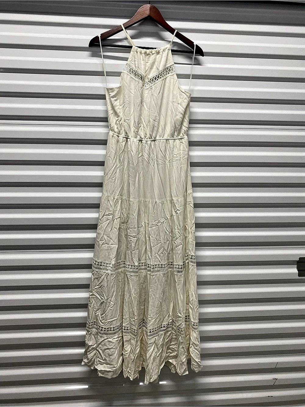 Miami Maxi Lace Trim Dress in Cream Size Large Like New